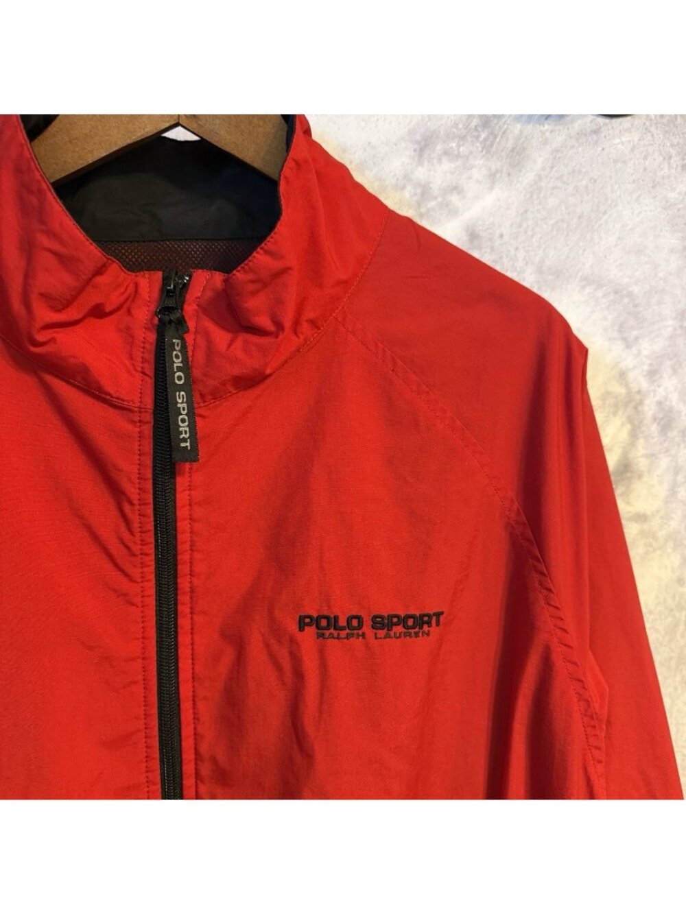Vintage Polo Sport Ralph Lauren Windbreaker Jacket Red Fill Zip Mens XL